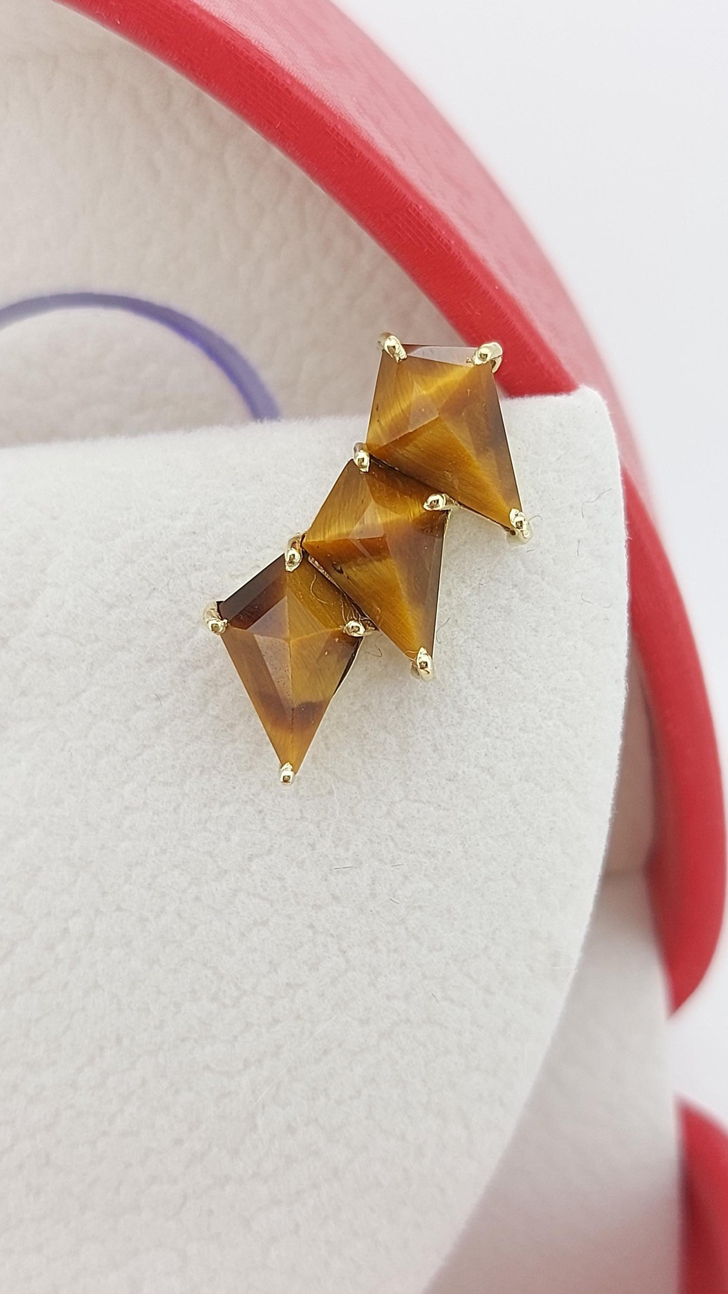 Tiger Eye Earrings · Semiprecious Earrings · Vintage Brown Tiger Earrings · Gold Filled climber Earrings · 18k Gold Vermeil Earrings Moissanite engagement ring in Gold or Platinum — custom handcrafted by Forever For Love