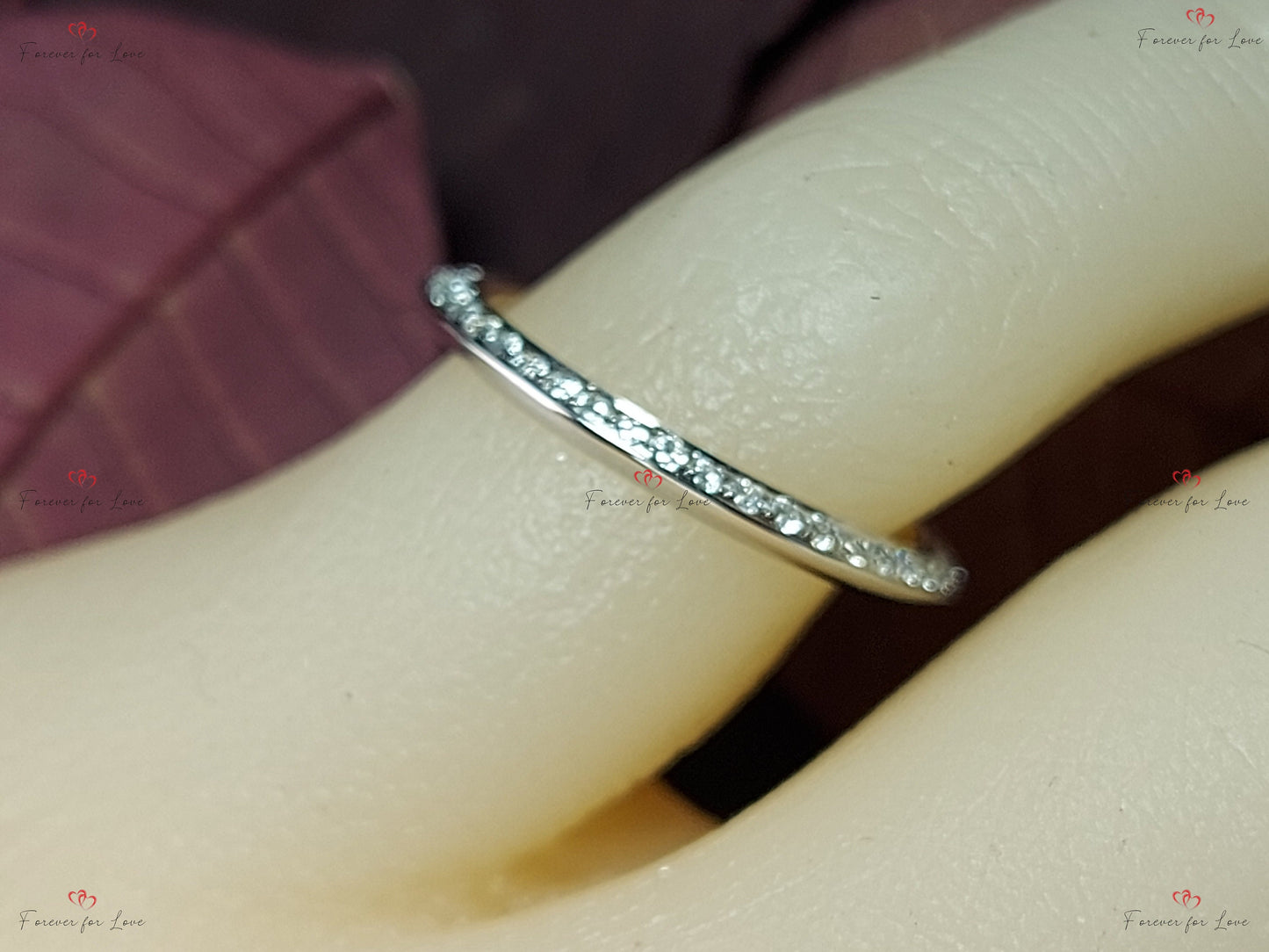 1.5 Ct Oval Lab Diamond Eternity Band Oval cut Moissanite Brilliant Cut engagement ring in 935 Argentium Silver — custom handcrafted by Forever For Love