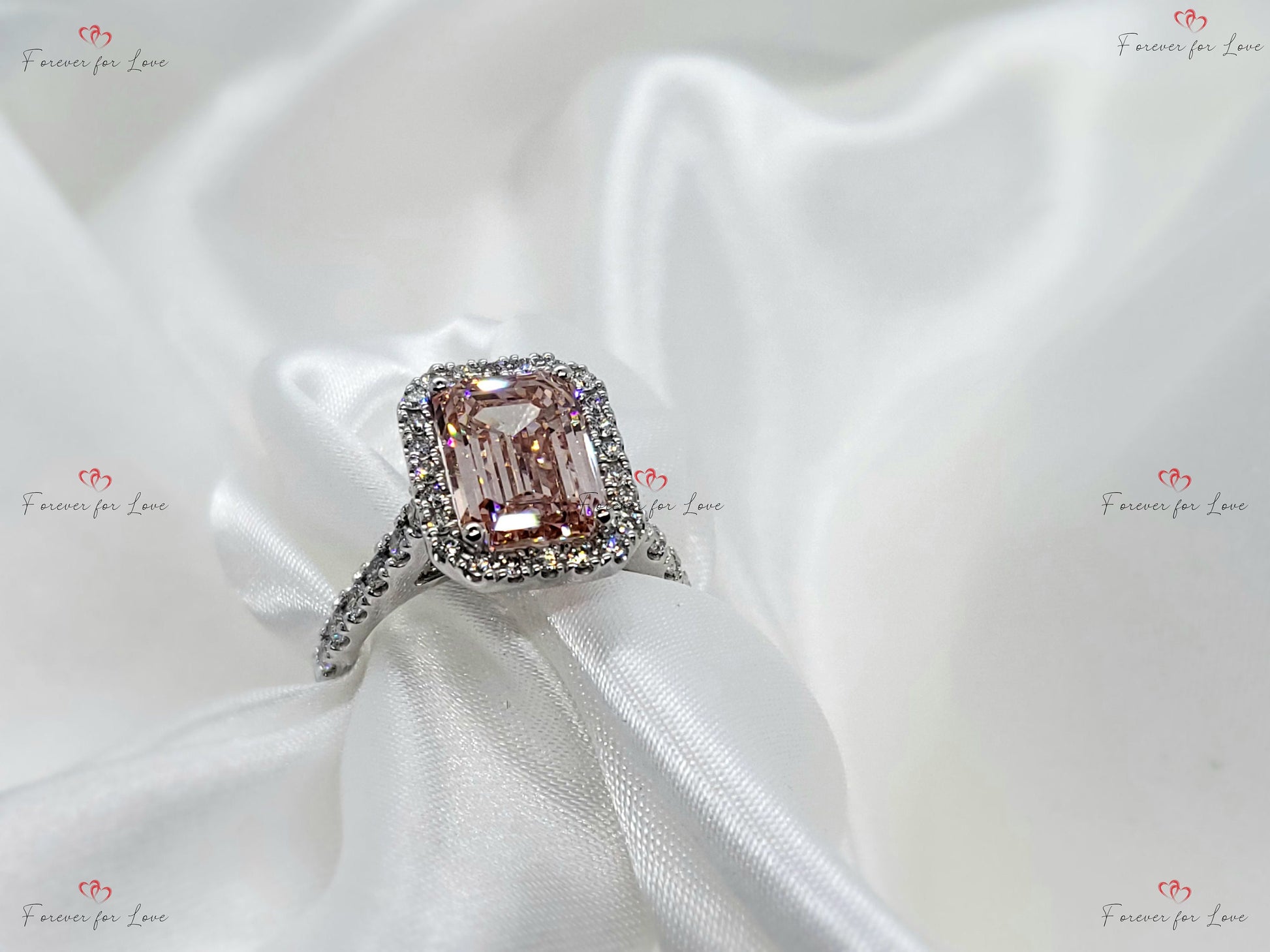 4 Ct IGI Certified Emerald Lab Diamond Halo Engagement Ring