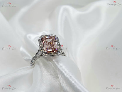 4 Ct IGI Certified Emerald Lab Diamond Halo Engagement Ring