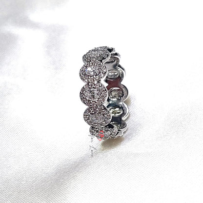 Halo Oval Diamond Wedding Eternity Band, 3*2mm Each Full Eternity 14K Gold Lab Grown Band / Oval Diamond Anniversary Band For Women.