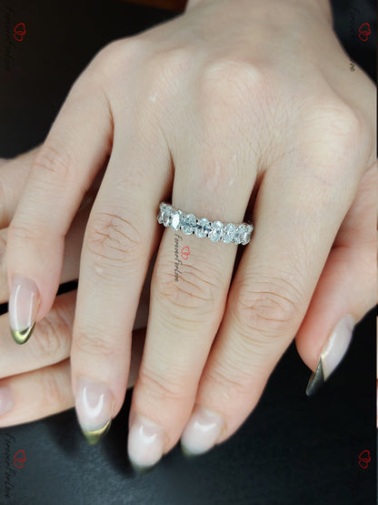 Oval Diamond Lab Grown Full Eternity Band Certified Oval Diamond Band Platinum Full Eternity Wedding Ring sharing Prong Diamond Band