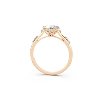 Vintage Round Diamond Milgrain Engagement Ring with Diamond Accents - Round