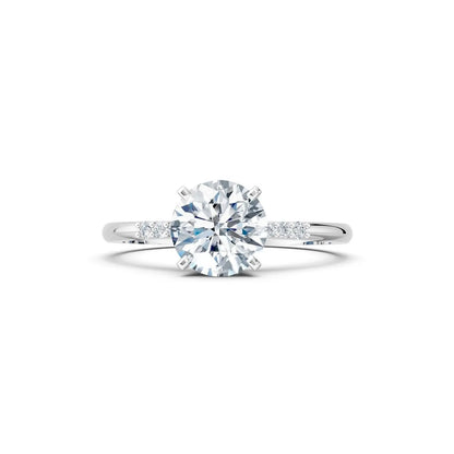 Diamond Accented Round Solitaire Engagement Ring - Round