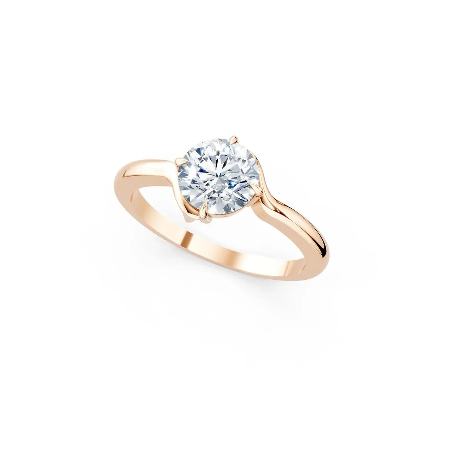 Bypass Solitaire Round Diamond Engagement Ring - Round