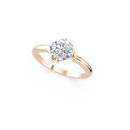 Bypass Solitaire Round Diamond Engagement Ring - Round