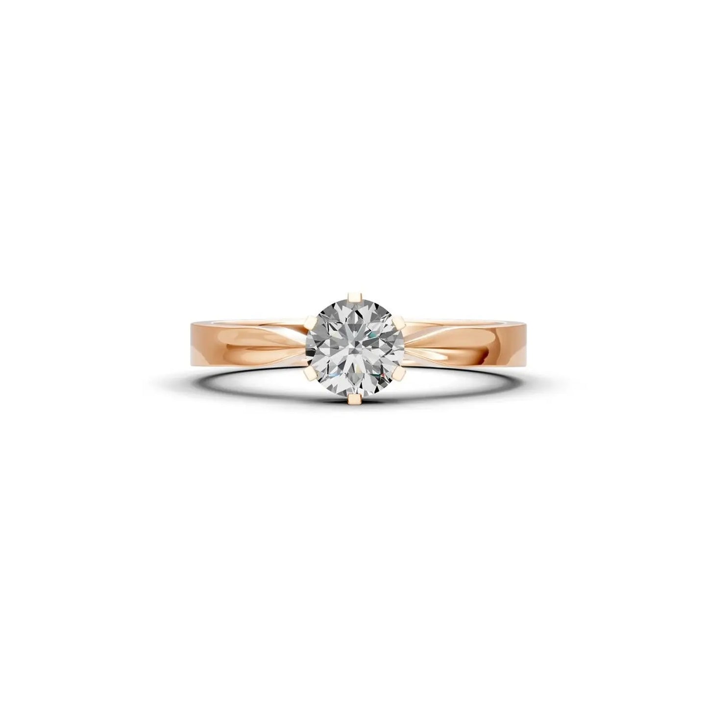 Six-Prong Round Diamond Engagement Ring with a Pinched Shank - Round