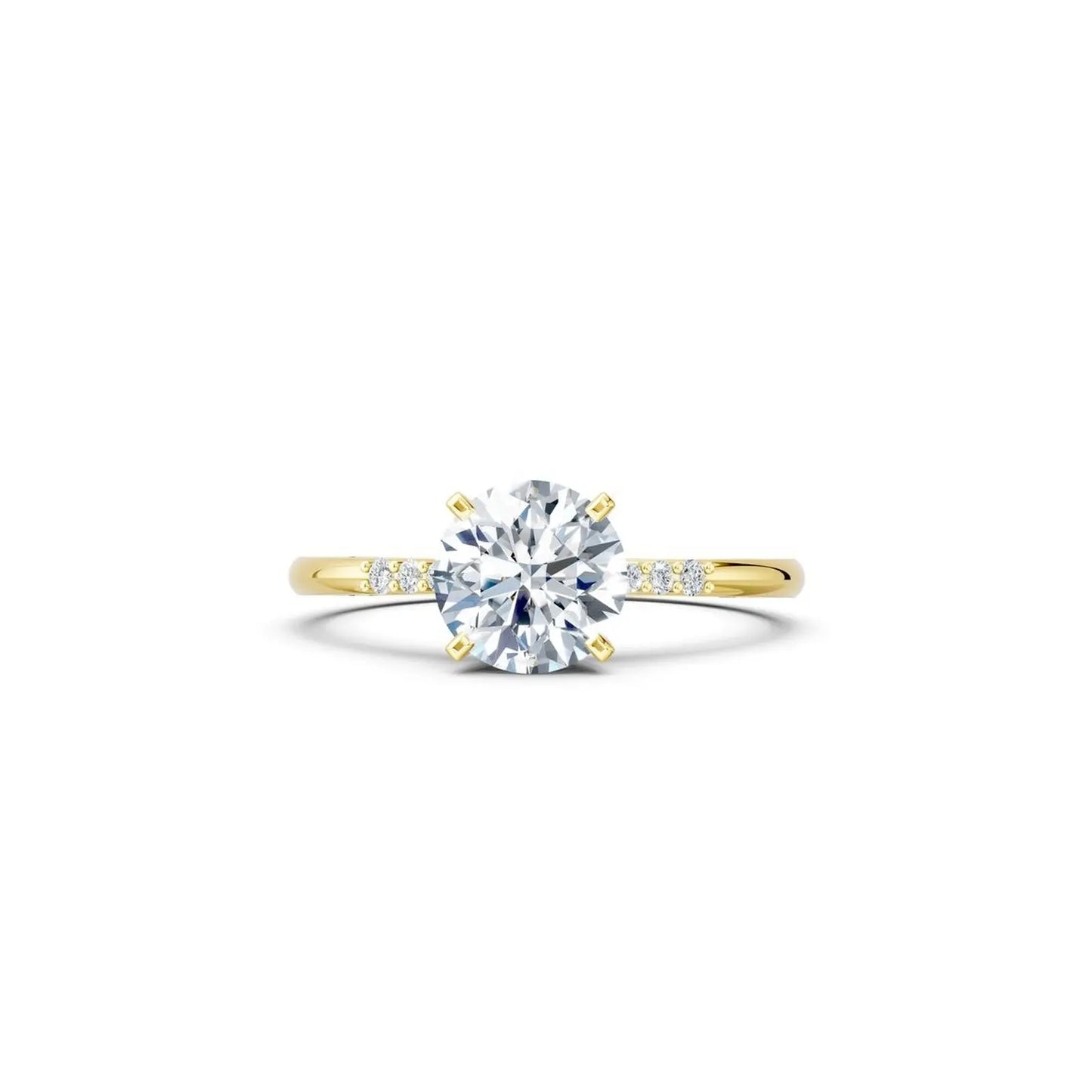 Diamond Accented Round Solitaire Engagement Ring - Round