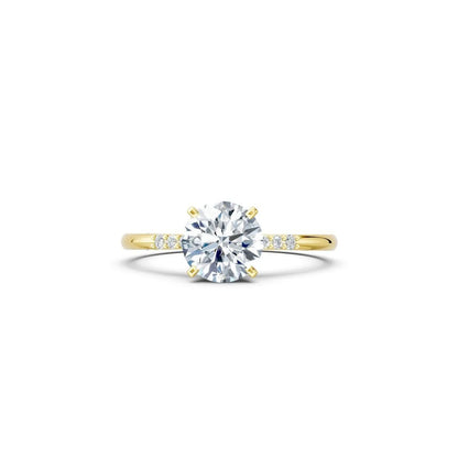 Diamond Accented Round Solitaire Engagement Ring - Round