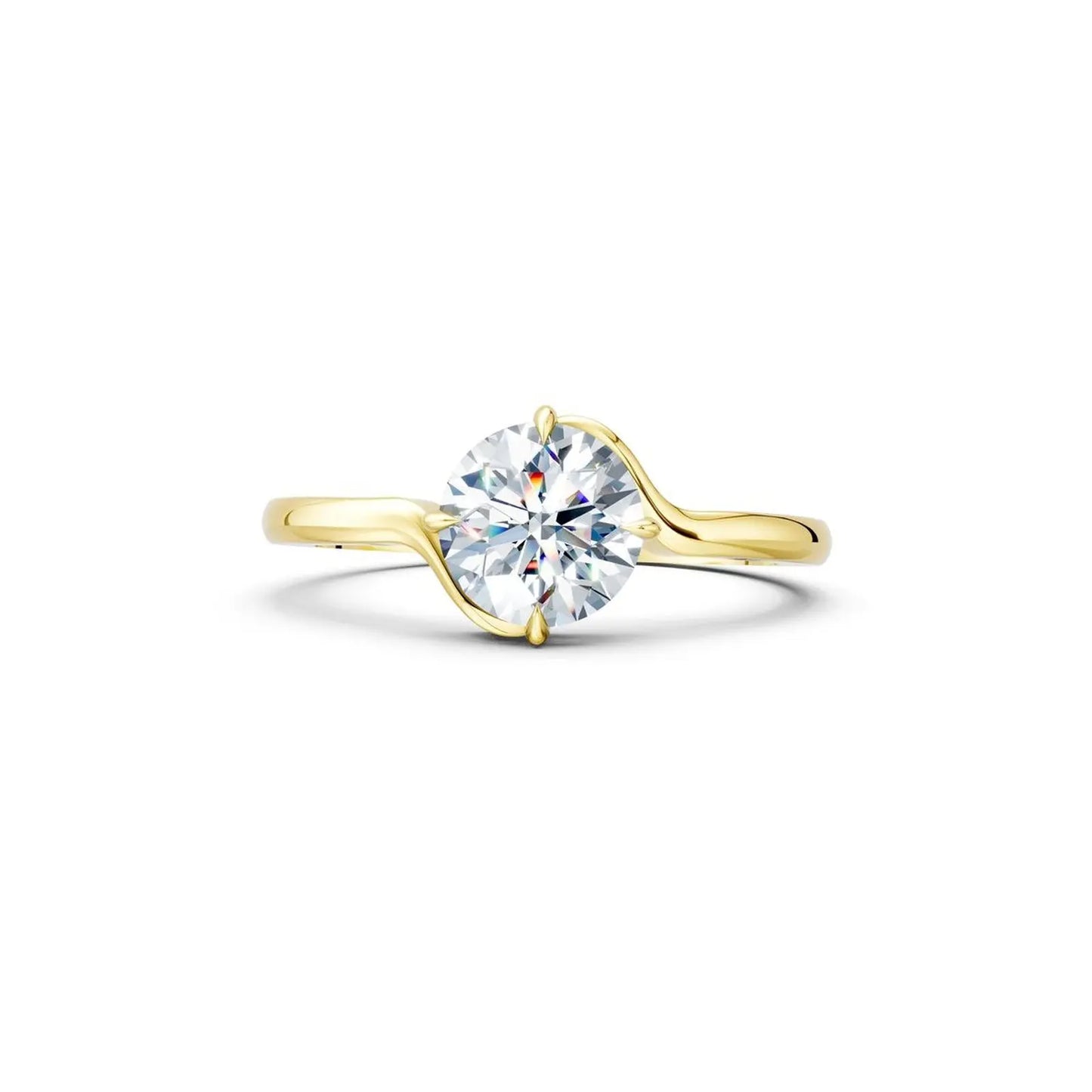 Bypass Solitaire Round Diamond Engagement Ring - Round