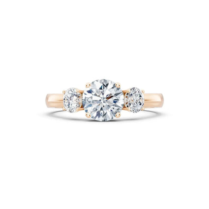 Three-Stone Round Diamond Engagement Ring with Oval Side Stones - Round