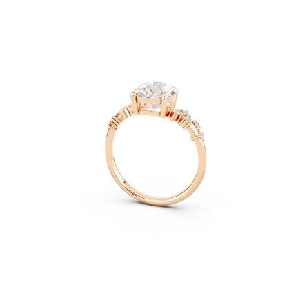 Vintage Round Diamond Engagement Ring with a Geometric Accent Band - Round