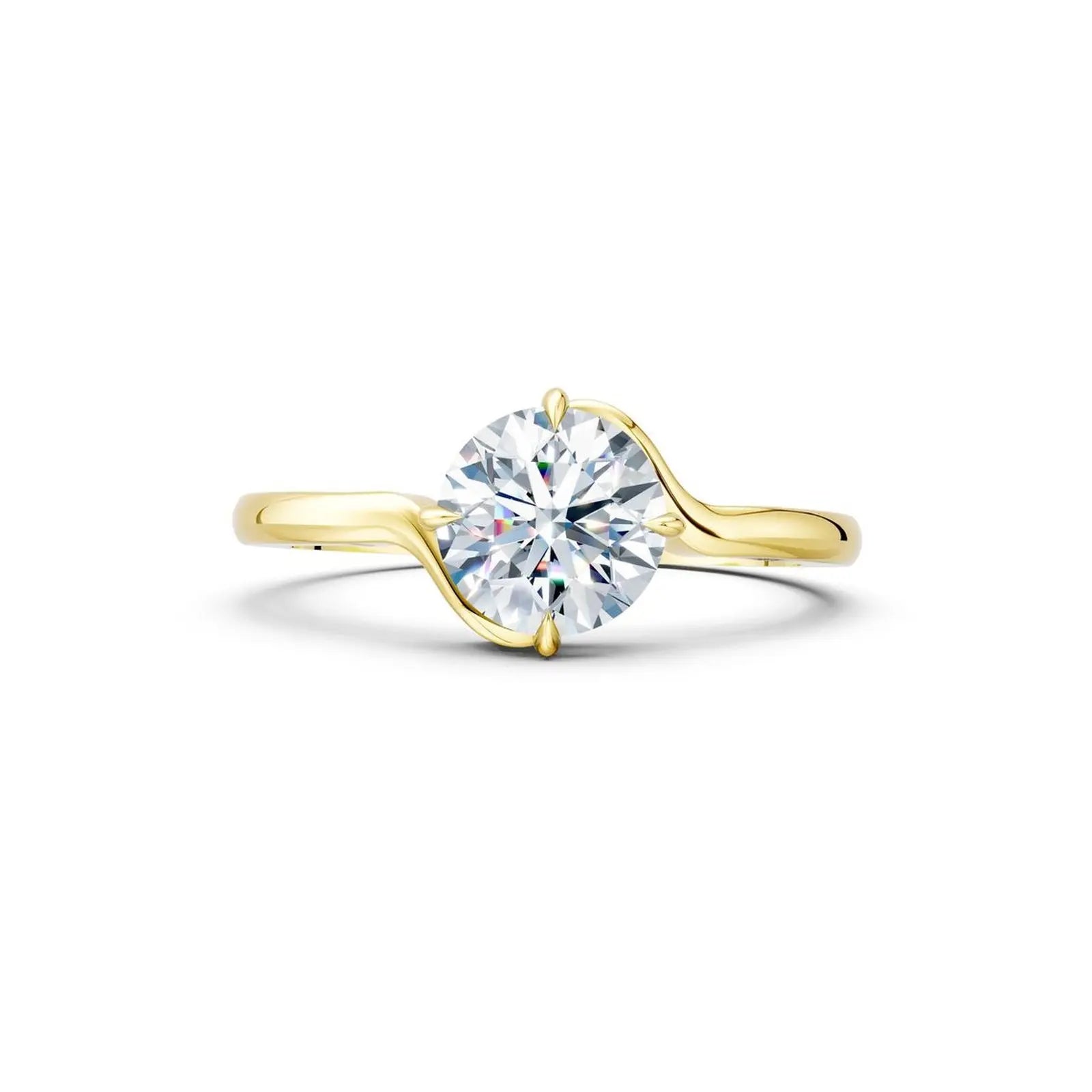 Bypass Solitaire Round Diamond Engagement Ring - Round