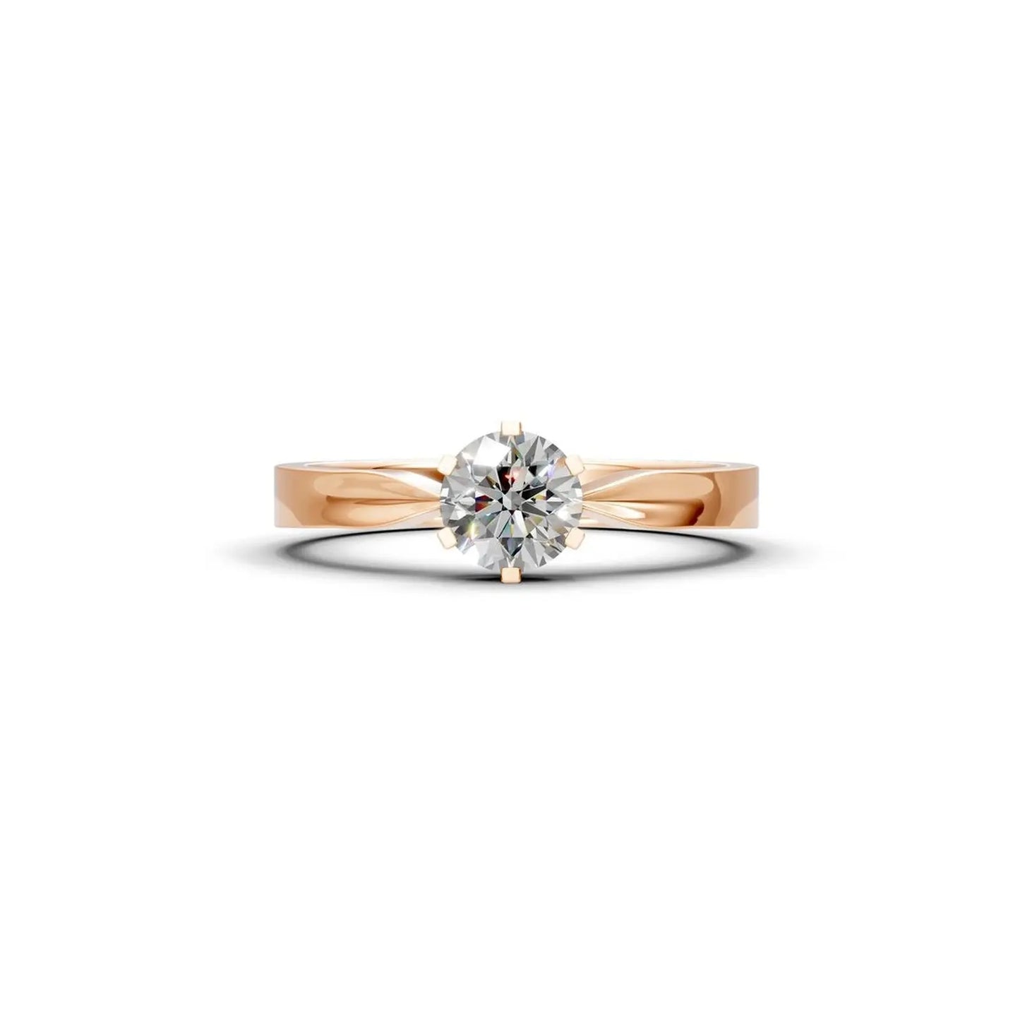 Six-Prong Round Diamond Engagement Ring with a Pinched Shank - Round