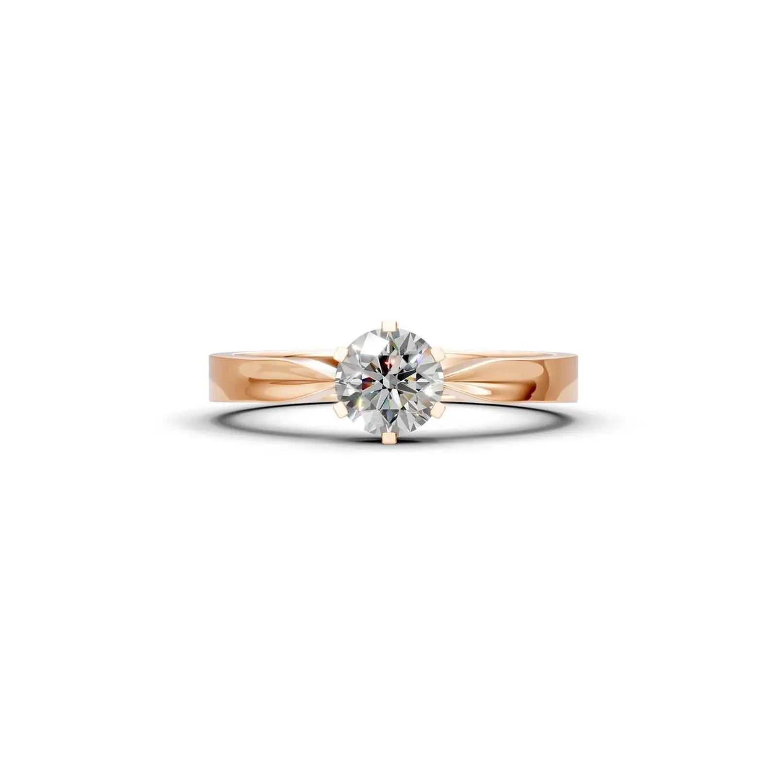 Six-Prong Round Diamond Engagement Ring with a Pinched Shank - Round