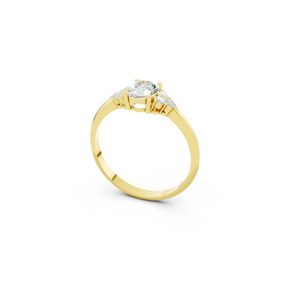 Oval Cut Diamond Engagement Ring with Side Clusters - Oval