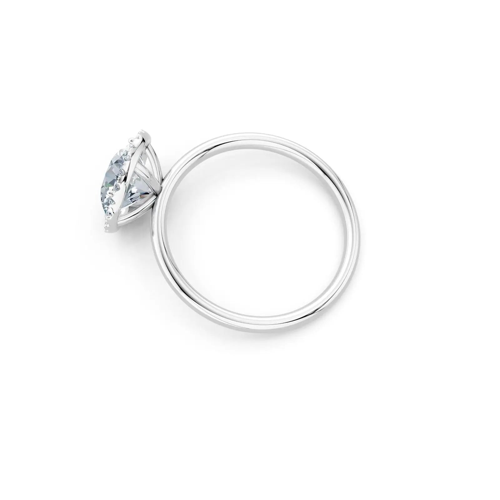 Round Diamond Halo Engagement Ring with Plain Band - Round