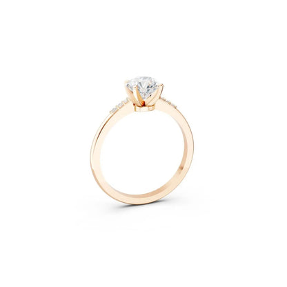 Diamond Accented Round Solitaire Engagement Ring - Round