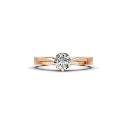 Six-Prong Round Diamond Engagement Ring with a Pinched Shank - Round