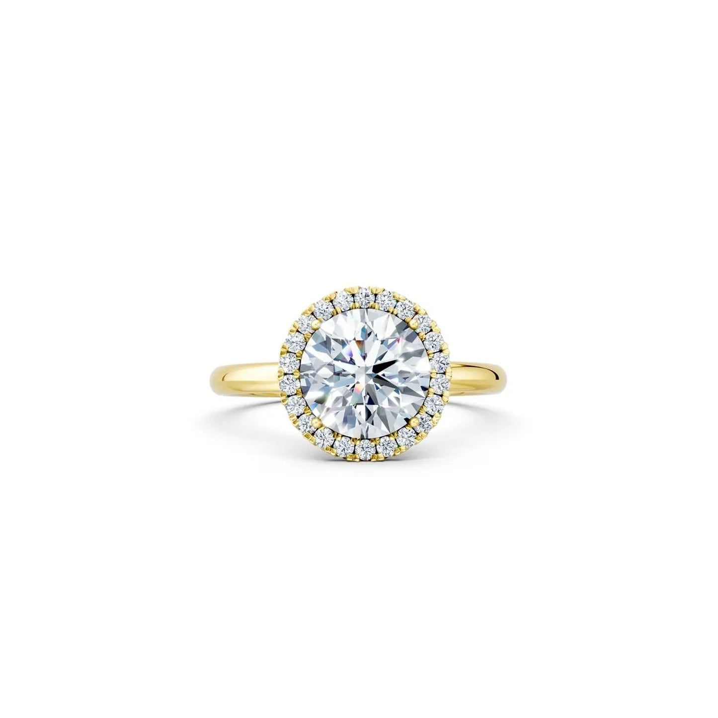 Round Diamond Halo Engagement Ring with Plain Band - Round
