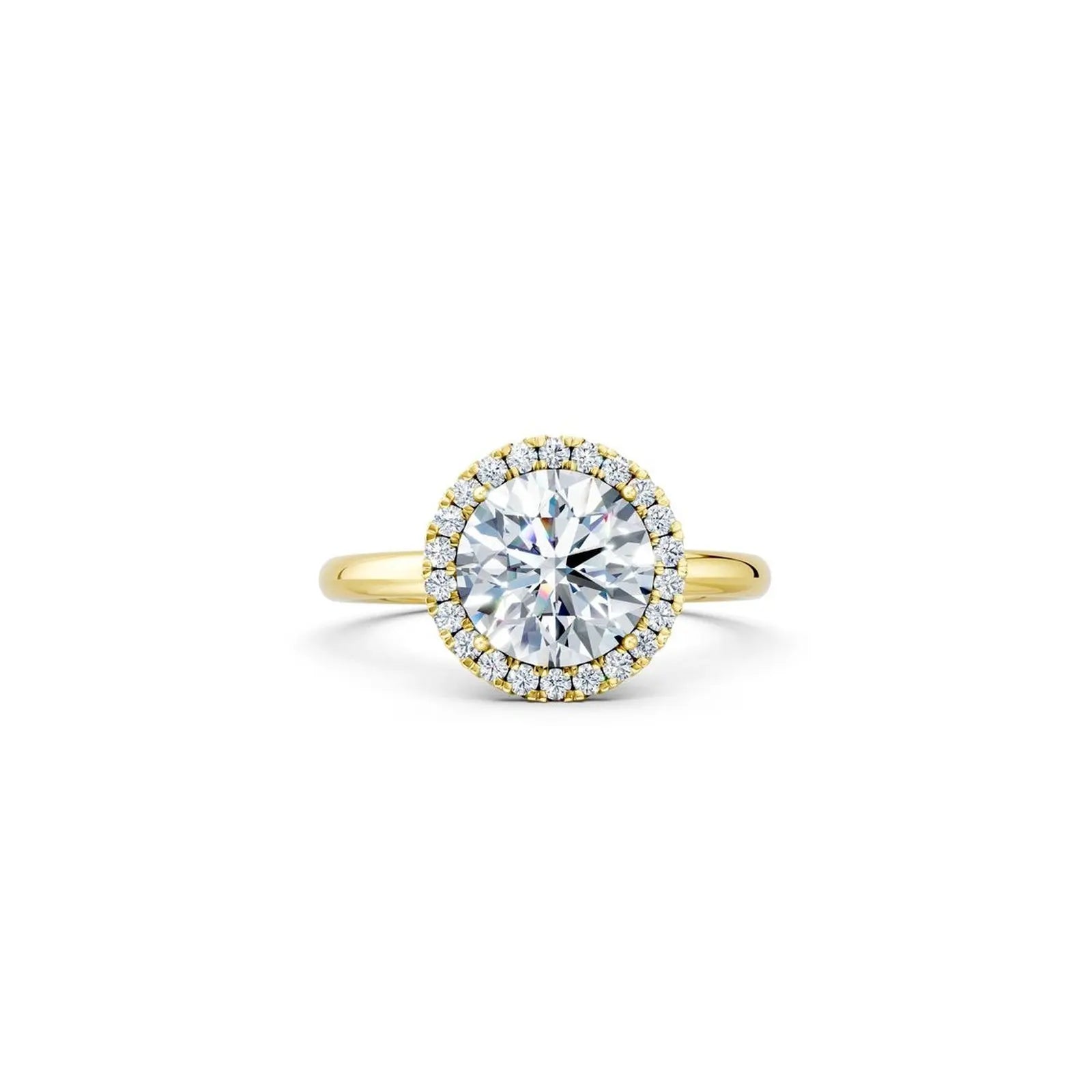 Round Diamond Halo Engagement Ring with Plain Band - Round
