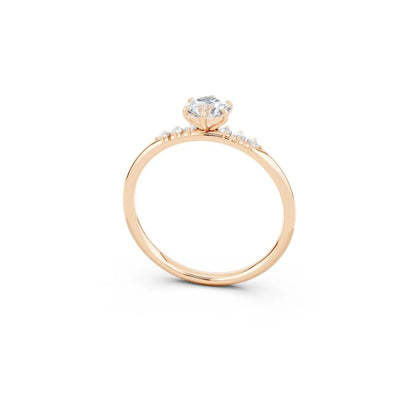 Six-Prong Round Diamond Engagement Ring with Side Stone Accents - Round