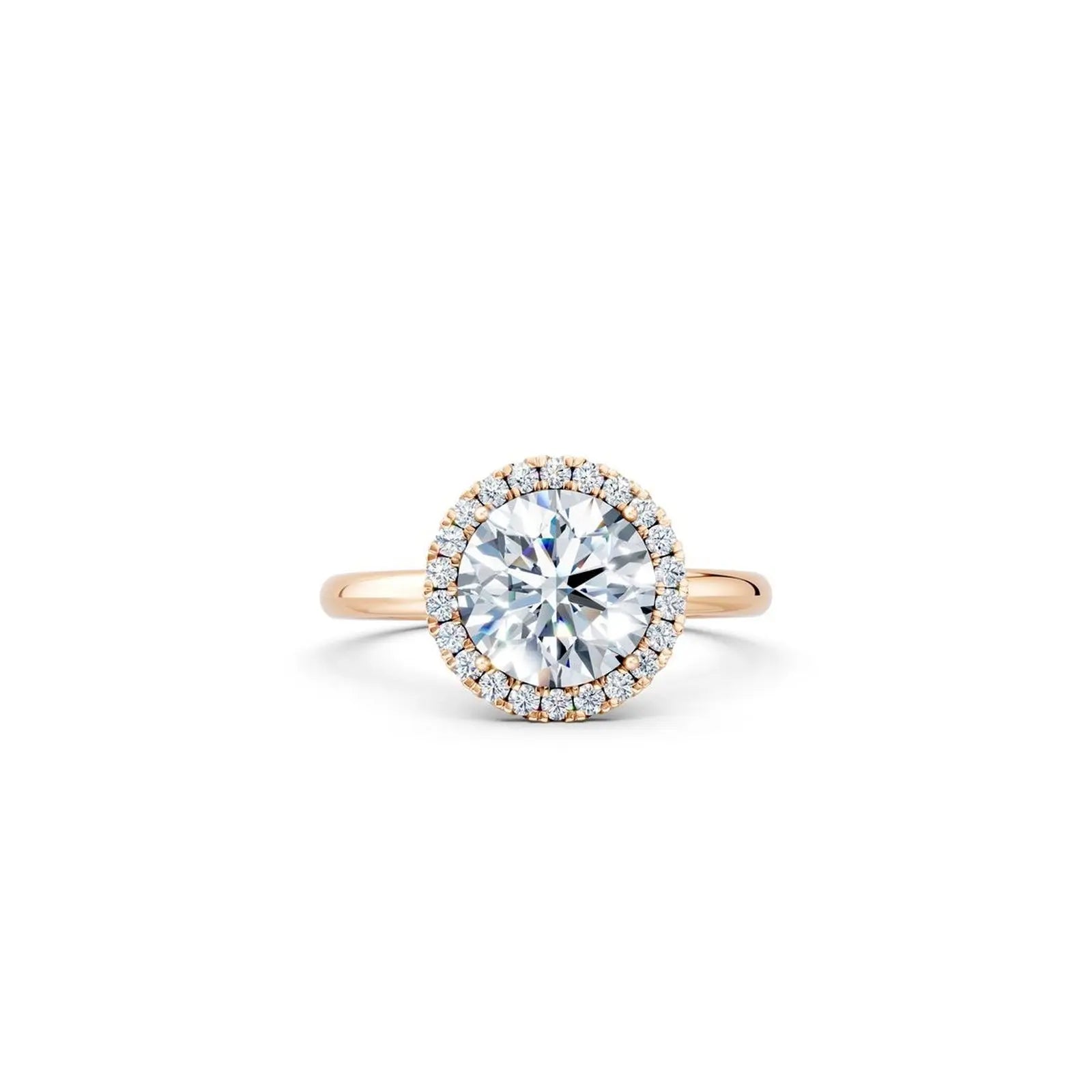 Round Diamond Halo Engagement Ring with Plain Band - Round