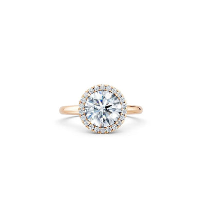 Round Diamond Halo Engagement Ring with Plain Band - Round
