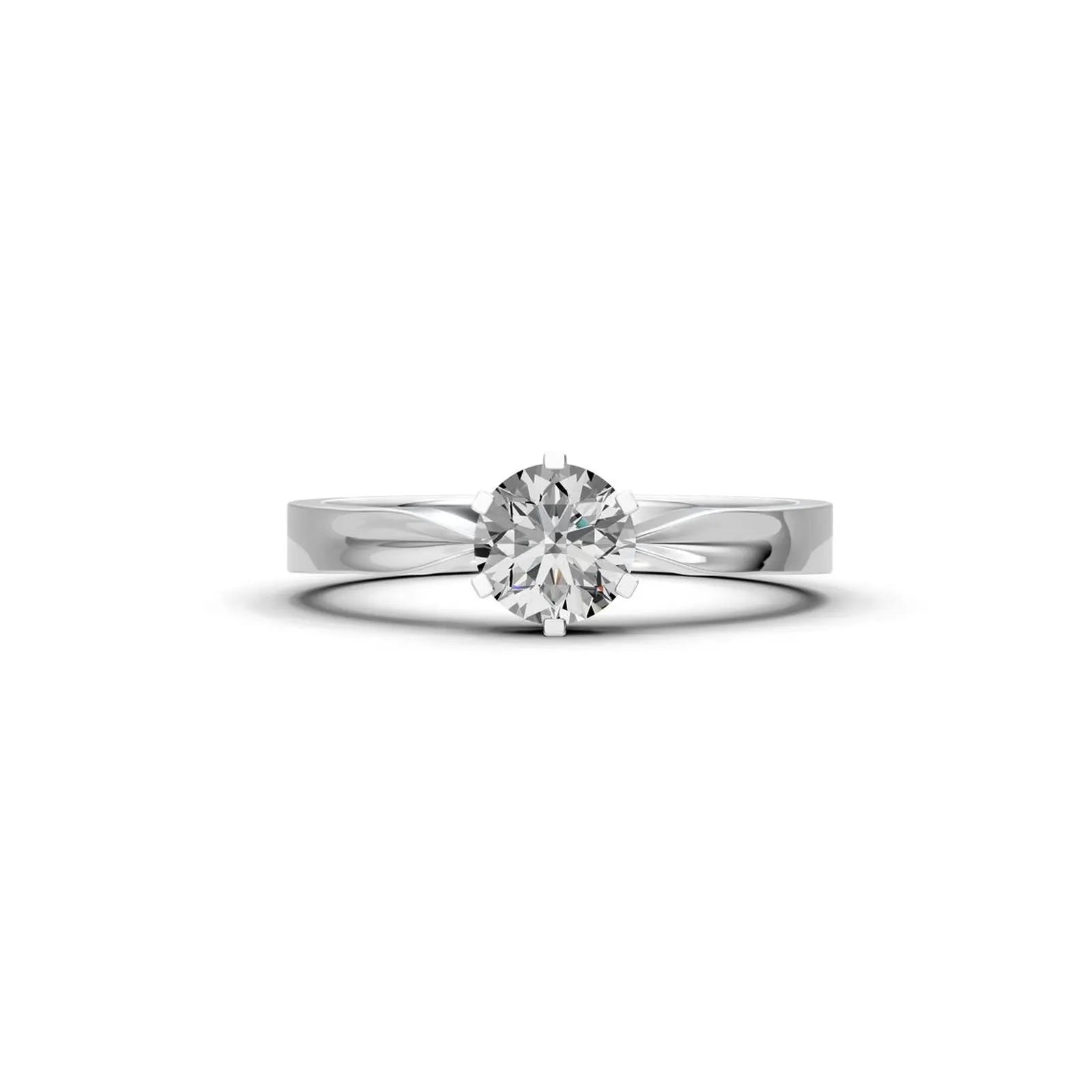 Six-Prong Round Diamond Engagement Ring with a Pinched Shank - Round