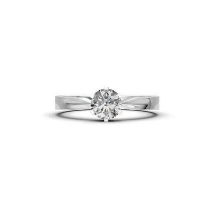Six-Prong Round Diamond Engagement Ring with a Pinched Shank - Round