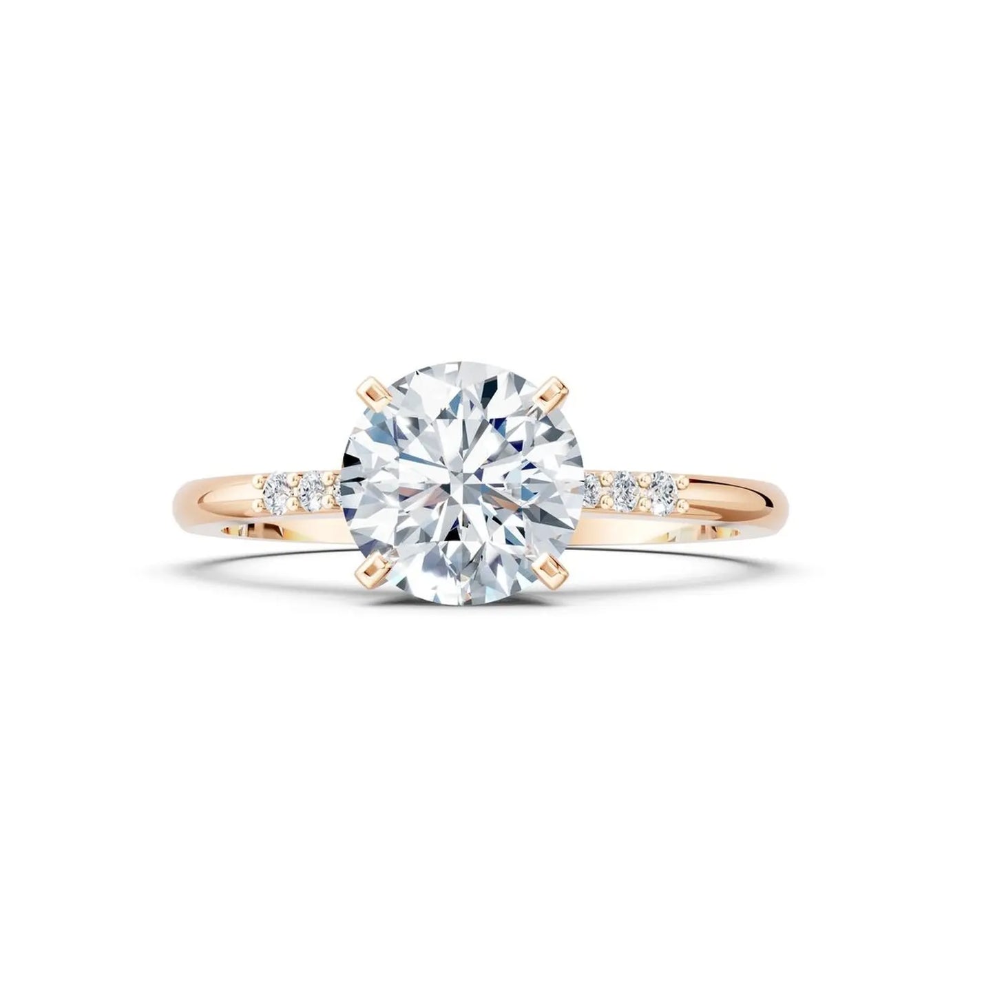 Diamond Accented Round Solitaire Engagement Ring - Round
