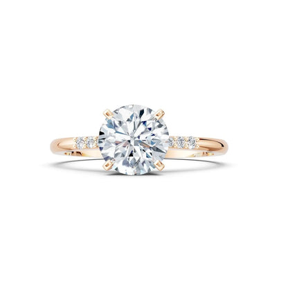 Diamond Accented Round Solitaire Engagement Ring - Round