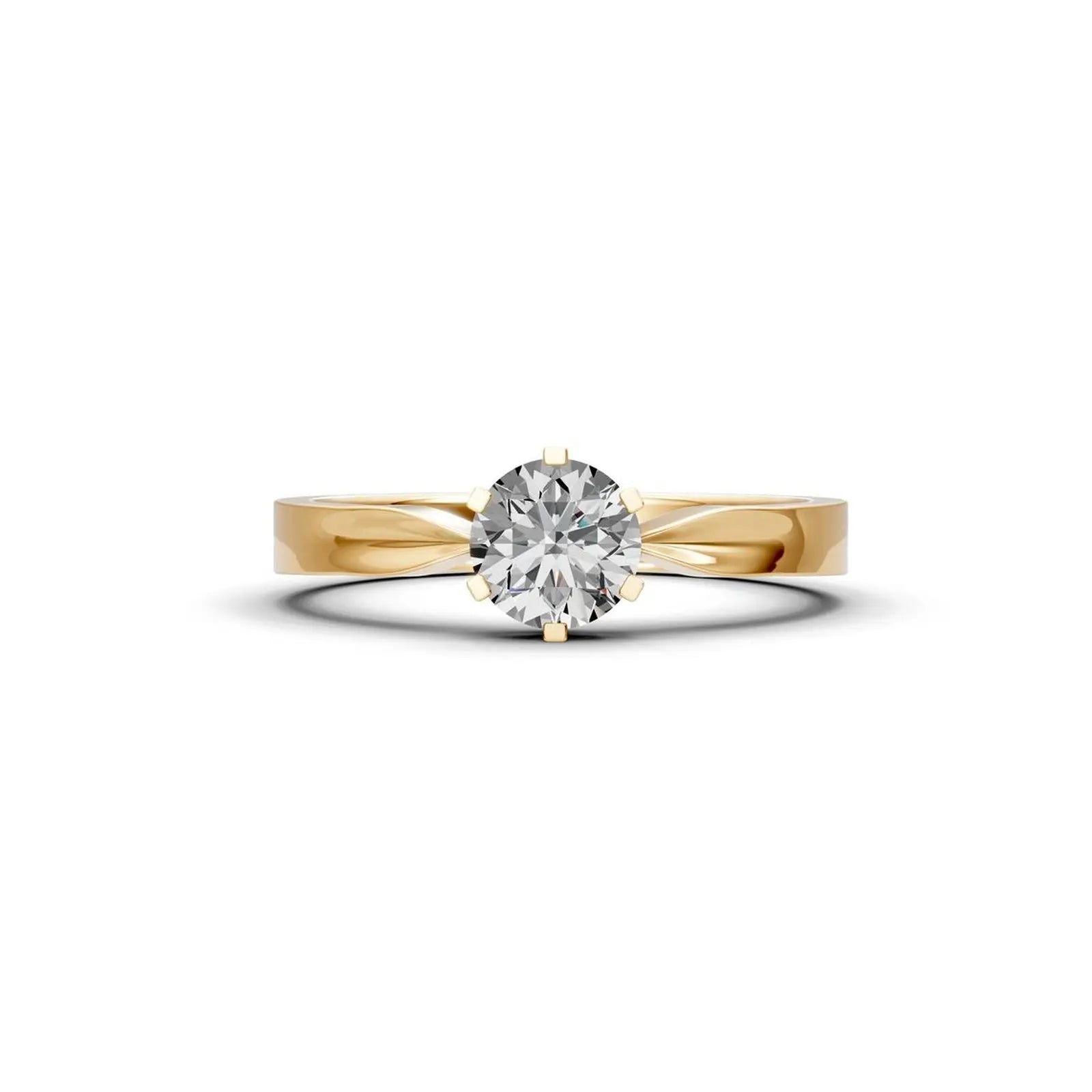 Six-Prong Round Diamond Engagement Ring with a Pinched Shank - Round