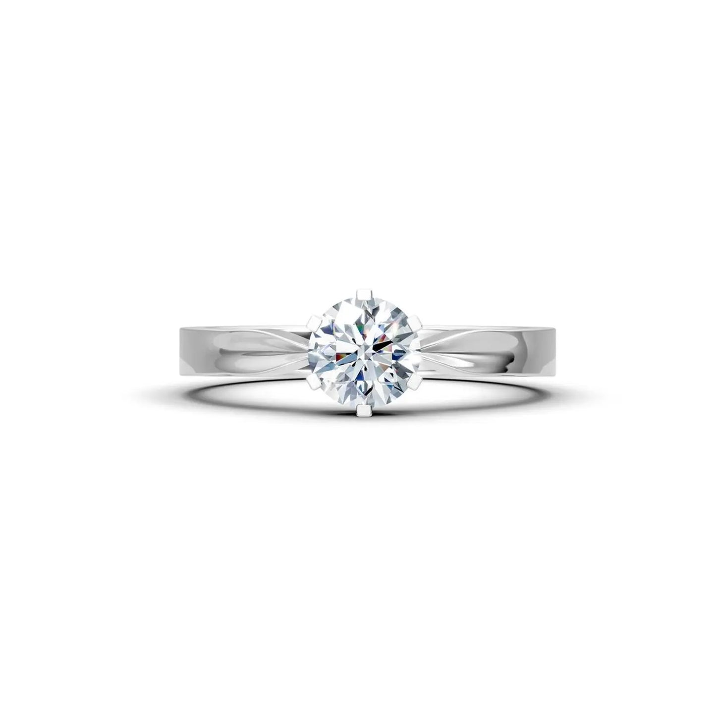 Six-Prong Round Diamond Engagement Ring with a Pinched Shank - Round
