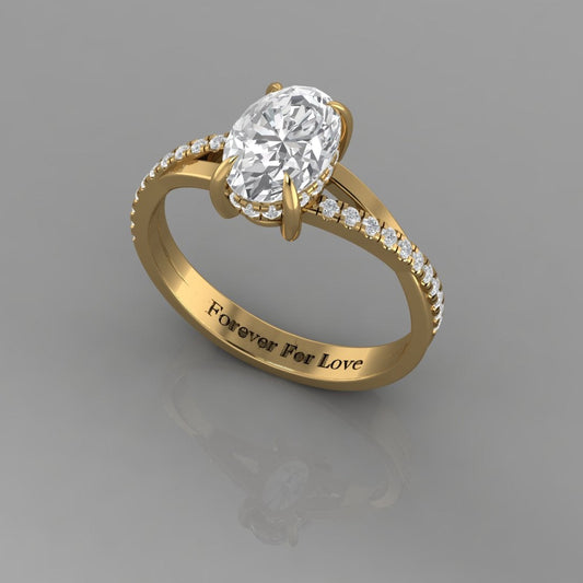 Oval Engagement Ring with Diamond Twisted Band