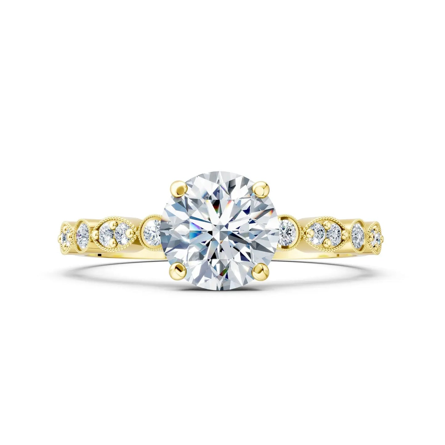 Round Diamond Art Deco Ring Forever For Love