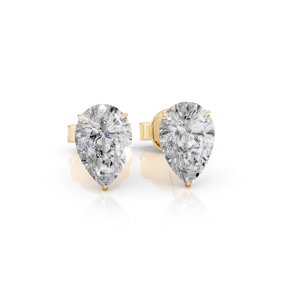 Pear Diamond Stud Earrings 1 Ct engagement ring in 10K Solid Gold — custom handcrafted by Forever For Love