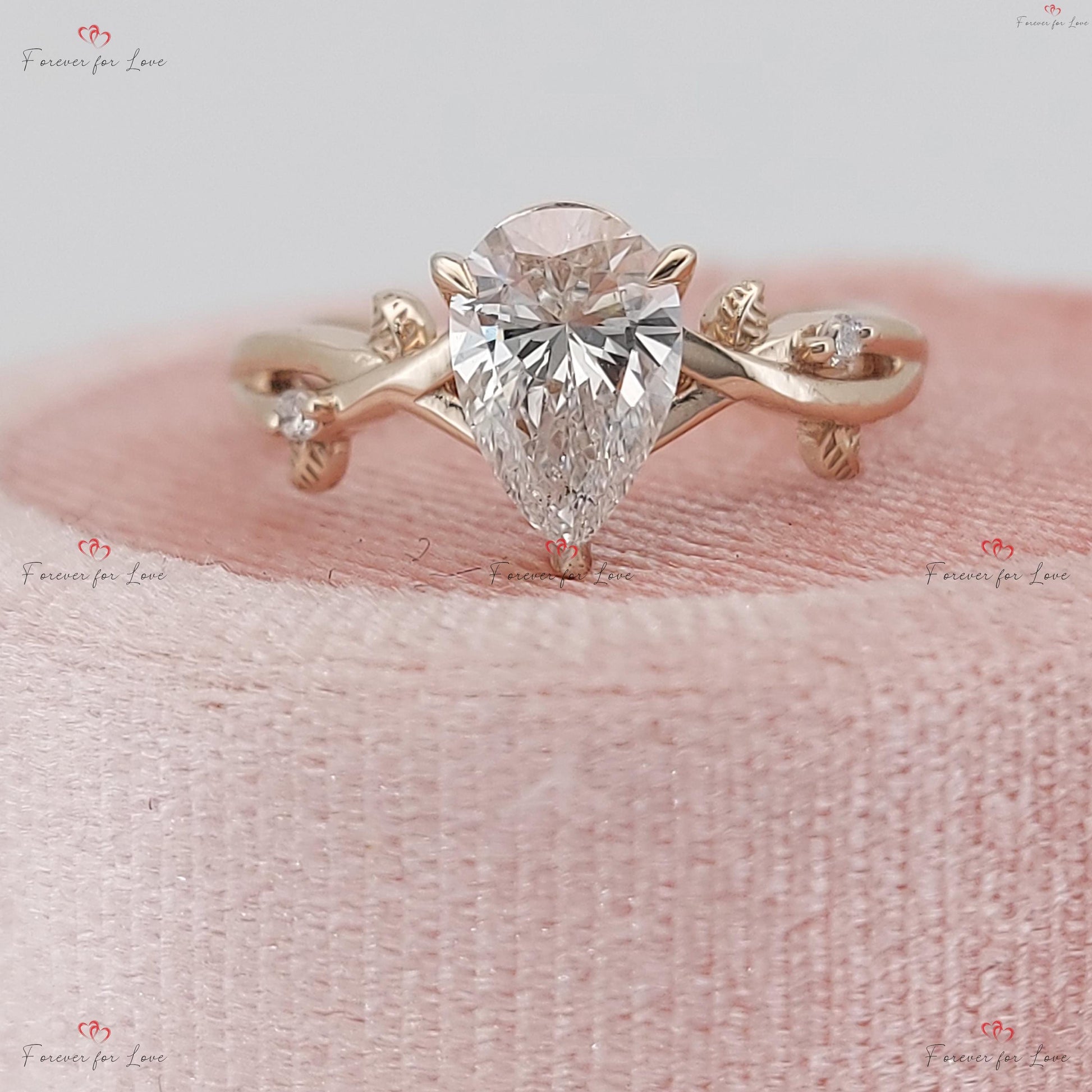 3 Ct IGI Certified Pear Lab Diamond Engagement Ring