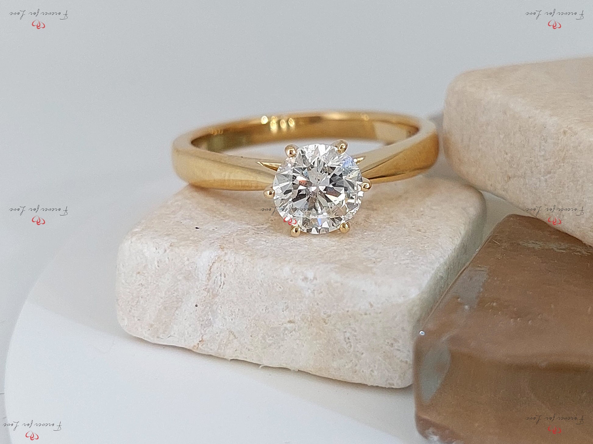 1 Ct Round Natural Diamond Solitaire Engagement Ring