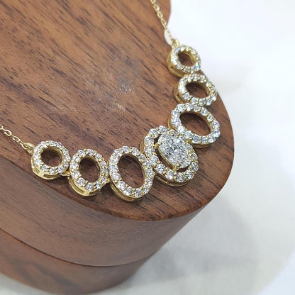 Oval and Round Shaped Lab Diamond Necklace, Diamond Necklace, Solid Gold Jewelry, Lab Grown Diamond, Classic Wedding Necklace ,Gift for Her