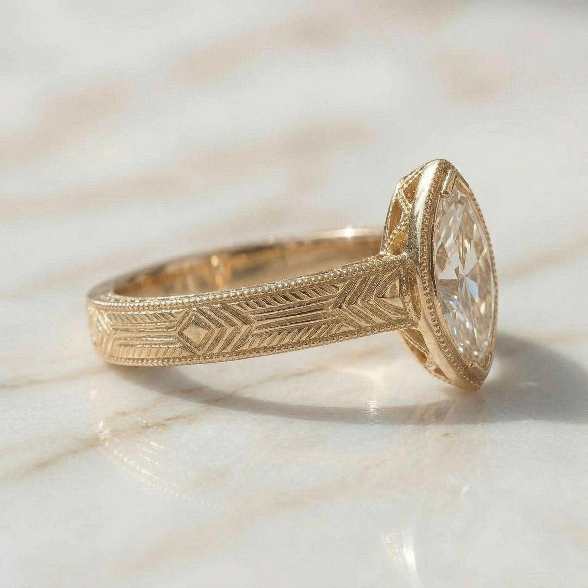 IGI Certified Pear Lab Diamond Band