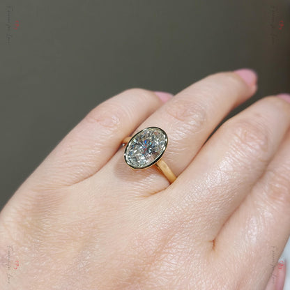 3 Ct Oval Lab Diamond Solitaire Engagement Ring