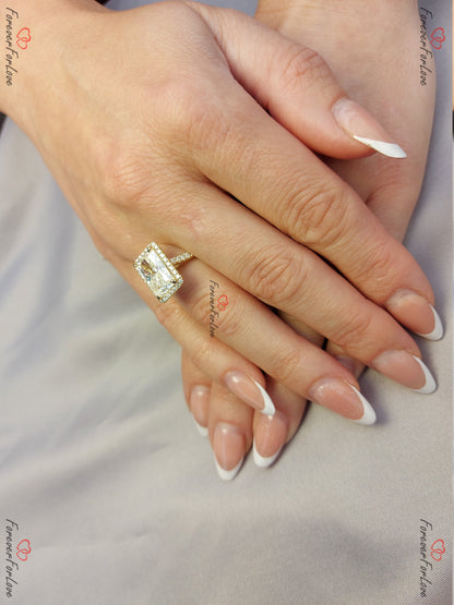 Radiant Moissanite Halo Engagement Ring