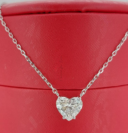 1 Karat zertifizierte Herz Diamantkette, 14 Karat Gelbgold, zarte minimalistische Herz-Anhänger, Diamant-Halskette für Damen, besonderes Geschenk für Sie.