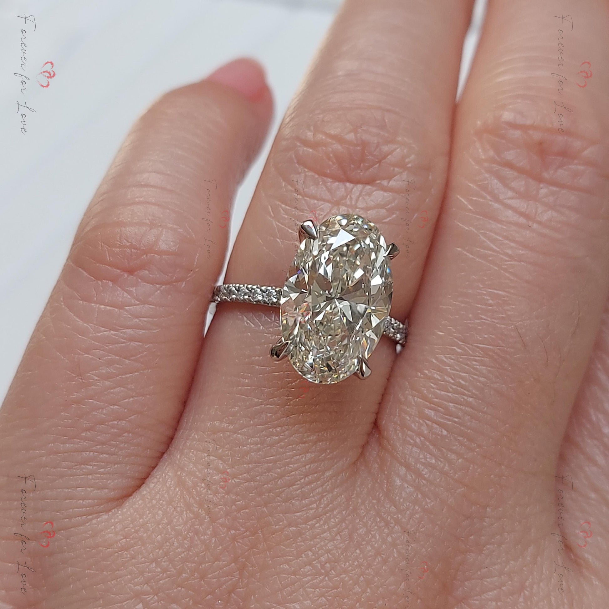 7 Ct Oval Diamond, Moissanite Engagement Ring