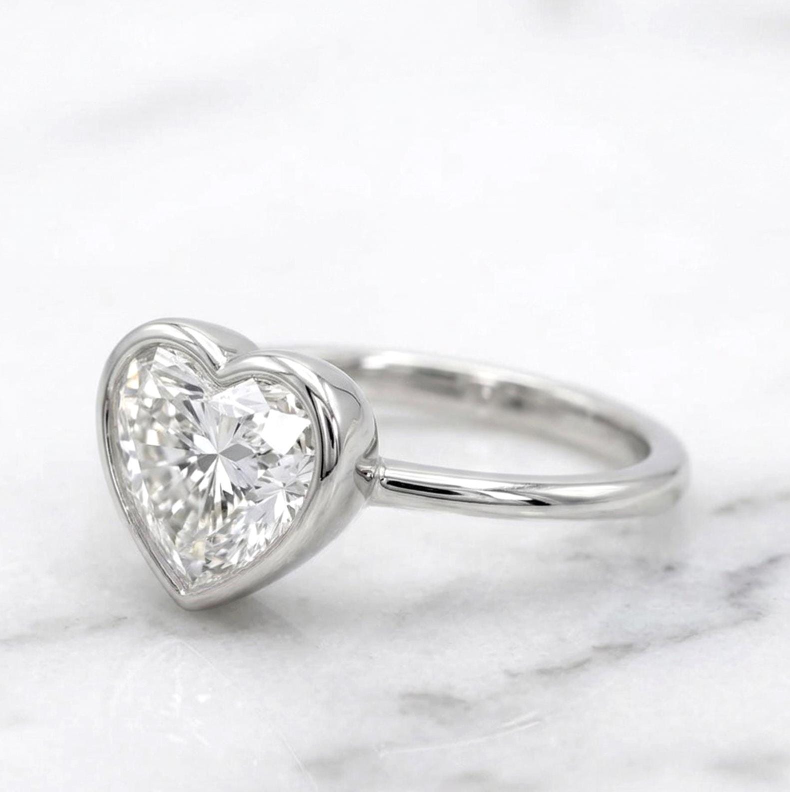 5 Ct Heart Lab Diamond Solitaire Engagement Ring