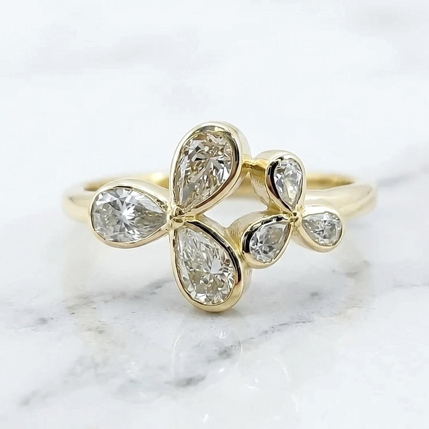 Pear Lab Diamond Ring Pear cut 1Ct Moissanite Brilliant Cut engagement ring in 935 Argentium Silver — custom handcrafted by Forever For Love