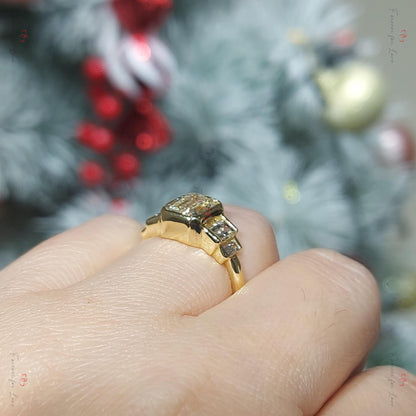 Emerald Lab Diamond Engagement Ring