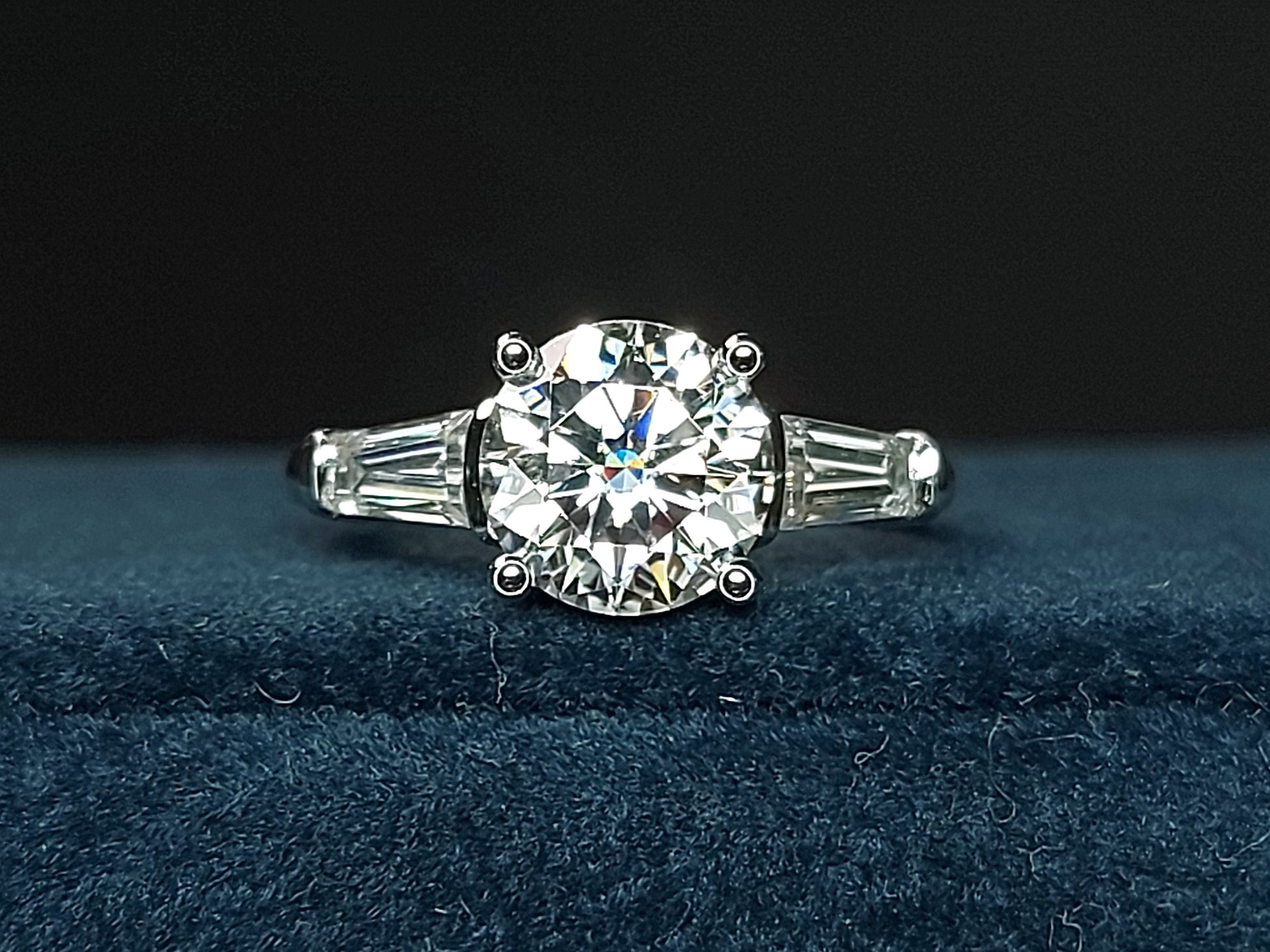 1.5 Ct Baguette Diamond, Moissanite Three Stone Ring