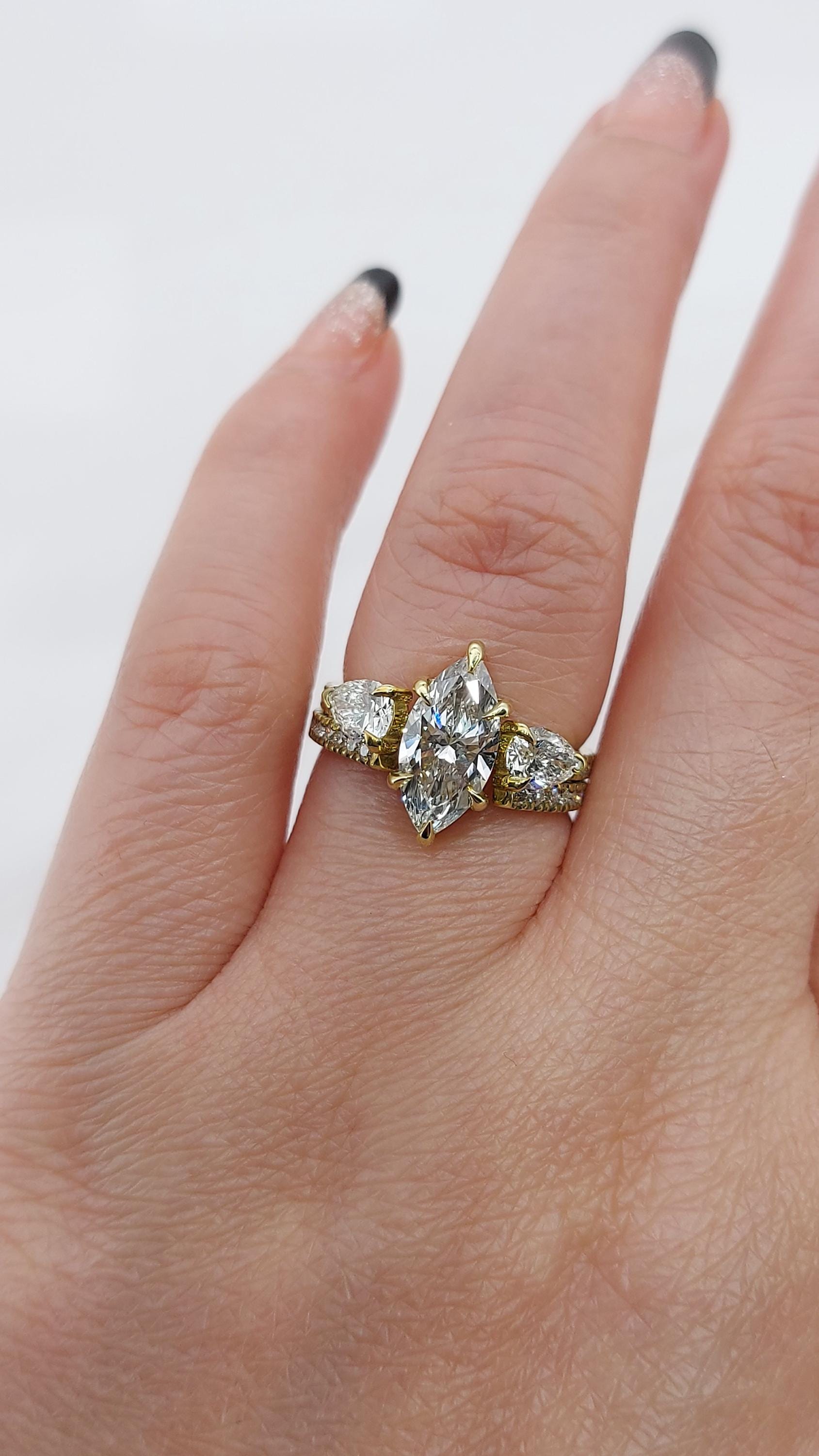1.5 Ct Marquise Lab Diamond Engagement Ring
